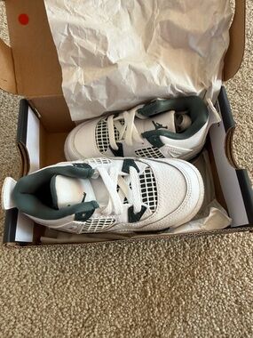 Jordan Kids White and Dark Teal Basketball Sneakers